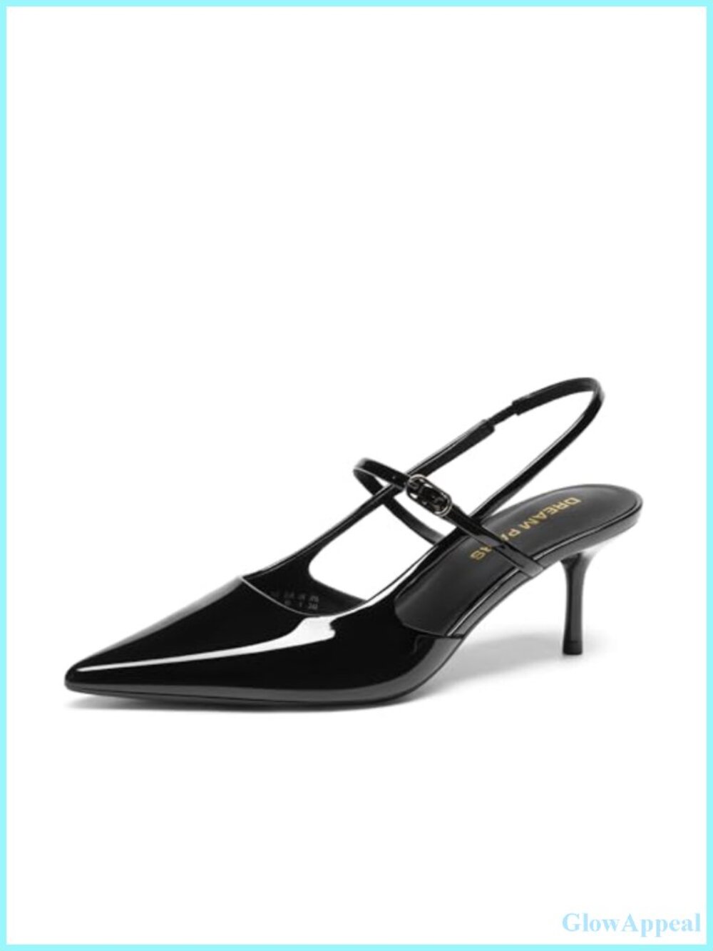 Pointed Toe Slingback Kitten Heels Mary Jane Adjustable Strap